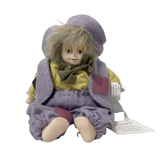 Classic Treasures Porcelain Clown Doll 9" Cassandra - Picture 2 of 5